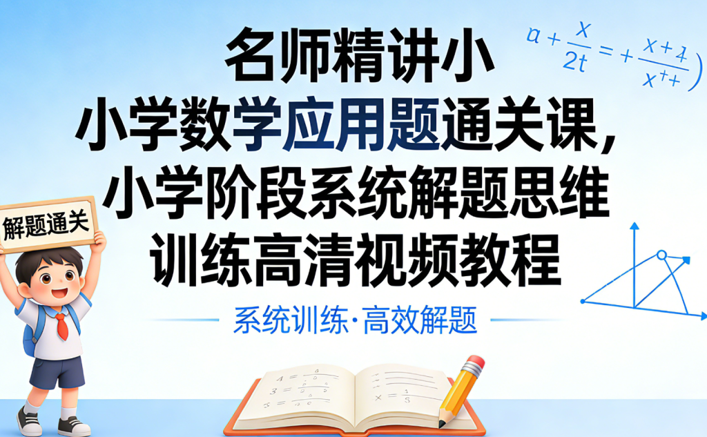 名师精讲小学数学应用题通关课，小学阶段系统解题思维训练高清视频教程