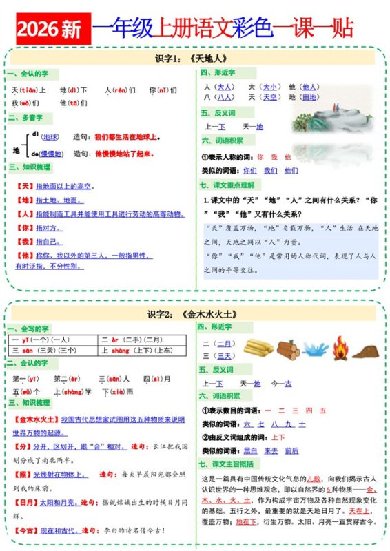 【20页完整版】26秋一(上)语文小纸条课课贴.pdf-高考之家