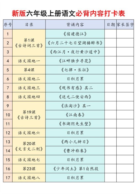 【21页完整版】26秋六（上）语文课内必背内容闯关.pdf-高考之家