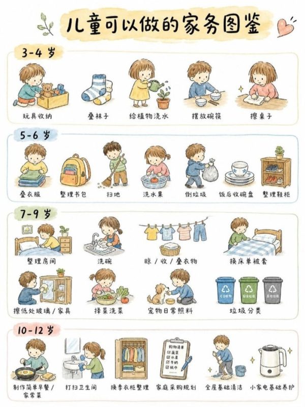 【5页高彩版】适合全年龄段的儿童家务计划表.pdf-高考之家