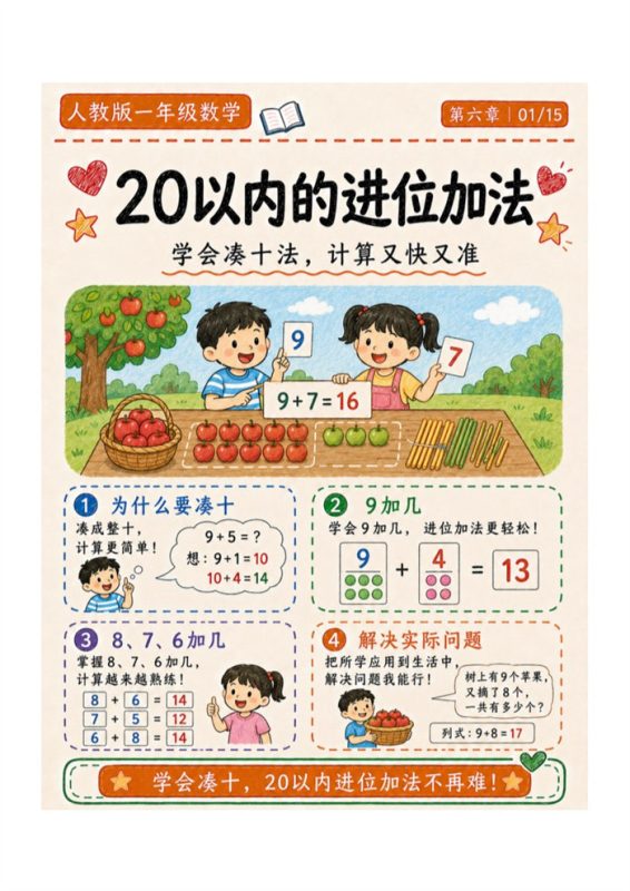 六-【15页高彩版】26秋20以内的进位加法.pdf-高考之家