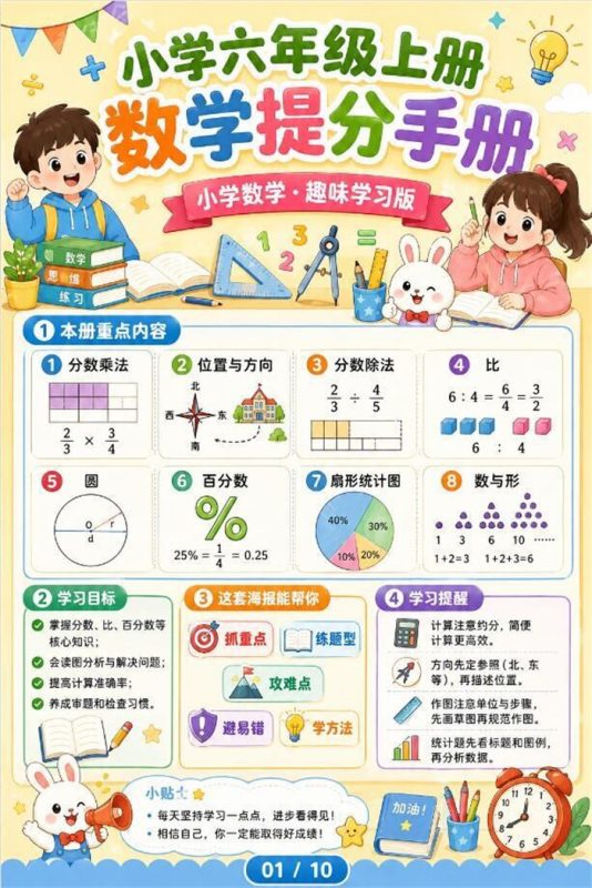 【10页高彩版】26秋小学数学六年级上核心知识点和学习方法.pdf-高考之家