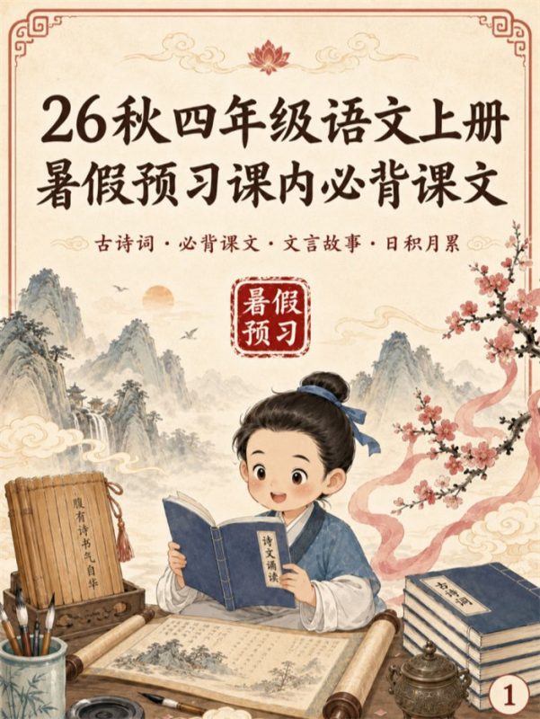 【高彩版23页】26秋四年级语文上册暑假预习课内必背知识卡.pdf-高考之家