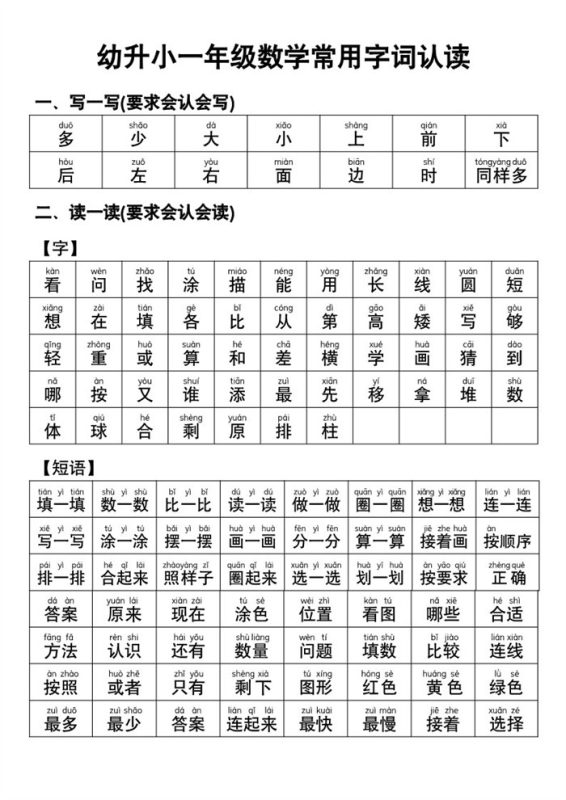 【5页高清版】幼小衔接幼小衔接语文 常用字词认读.pdf-高考之家