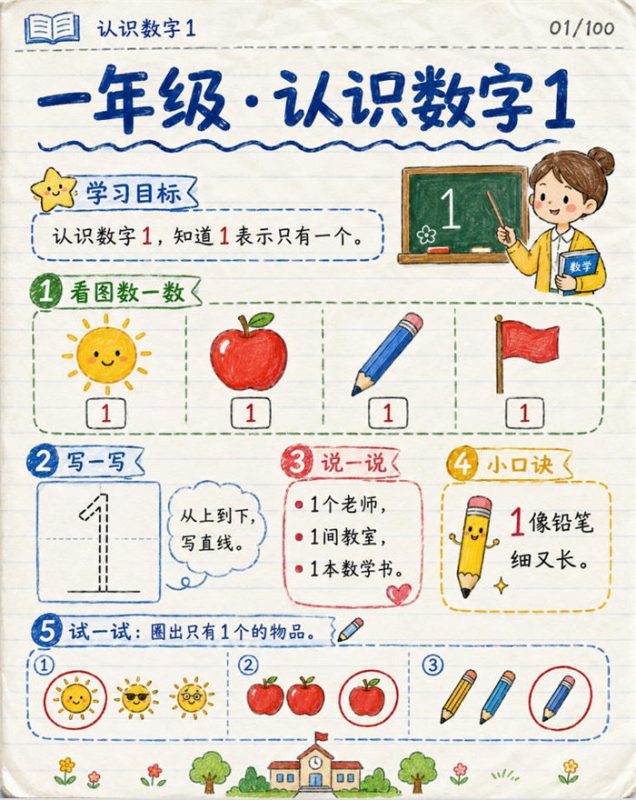 【10页高彩版】26秋一年级数学《5以内认识》课堂笔记.pdf-高考之家
