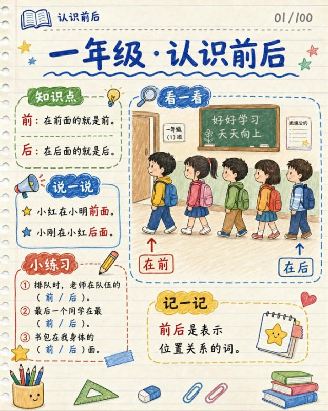 【10页高彩版】26秋一年级数学《位置》课堂笔记.pdf-高考之家