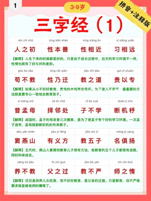 【9页完整版】三字经|彩色拼音+注释版1-9.pdf-高考之家